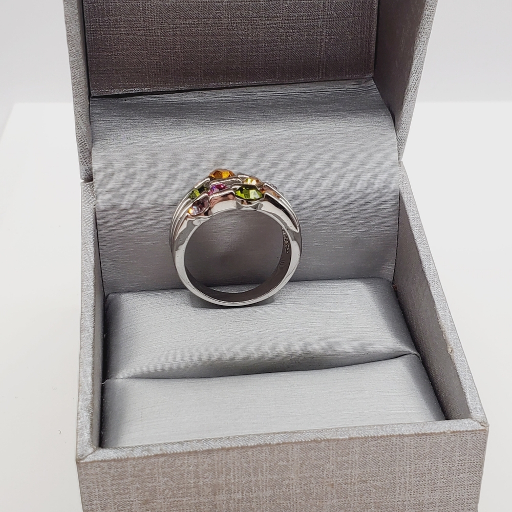 Multi-Color Gemstone Silver Ring - Picture 2 of 5